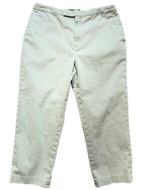 Banana Republic Women's Premium Chino Pants Flat Front Size 14R Sage Green Solid